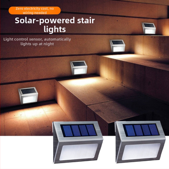 Saulės energijos nerūdijančio plieno laiptų šviestuvas lauko naudojimui (3 LED; nerūdijantis plienas; saulės energija; veikimo laikas 6-12 valandų; pritaikomumas)