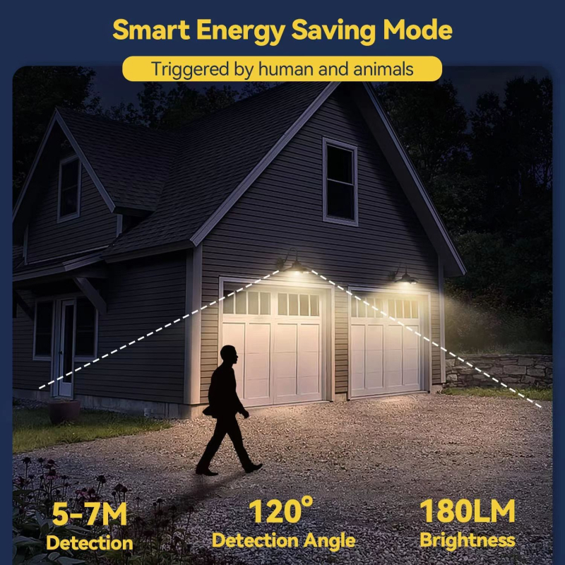 Kültéri napelemes falikar LED, IP65, 4W, 5V, élettartam több mint 40 000 óra