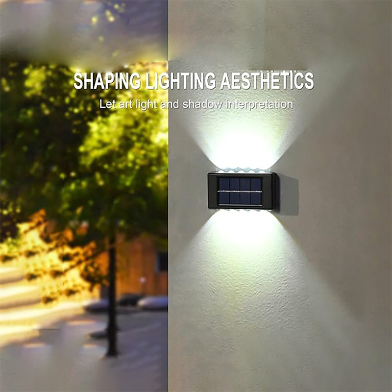 Saulės lauko sieninis šviestuvas tvorai ir kiemui su 8/10 LED, 24V, 2000 lm, 5000K, 90° šviesos pluošto kampas