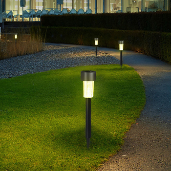 Εξωτερική ηλιακή λάμπα κήπου με IP65 αδιαβροχοποίηση, LED πηγή φωτός, ισχύς 5W, επαγωγικός διακόπτης, αυτονομία 6–12 ωρών