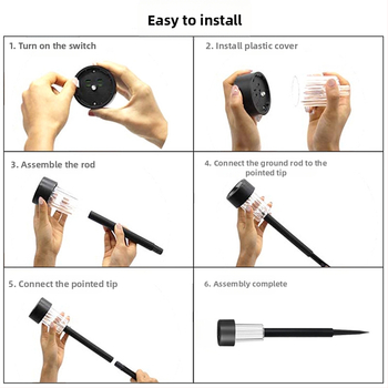 Εξωτερική ηλιακή λάμπα κήπου με IP65 αδιαβροχοποίηση, LED πηγή φωτός, ισχύς 5W, επαγωγικός διακόπτης, αυτονομία 6–12 ωρών