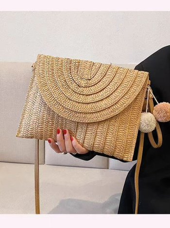 Τσαντάκι φάκελος, χειροποίητη πλέξη, μεγάλη χωρητικότητα, με καπάκι, οριζόντιο τετράγωνο σχήμα, υλικό χαρτί