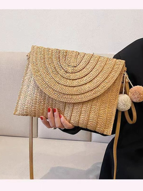 Geantă plic, împletită manual, capacitate mare, cu capac, material hârtie, stil urban simplu