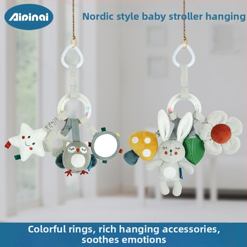 Šiaurės šalių stiliaus pūkuota žaislas vežimėliui kūdikiams 0–3 metų, kabinama žaislas vežimėliui