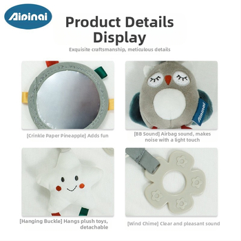 Šiaurės šalių stiliaus pūkuota žaislas vežimėliui kūdikiams 0–3 metų, kabinama žaislas vežimėliui