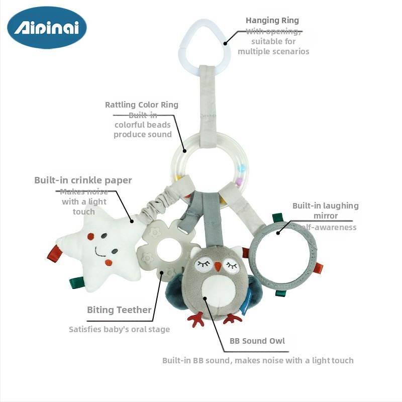 Šiaurės šalių stiliaus pūkuota žaislas vežimėliui kūdikiams 0–3 metų, kabinama žaislas vežimėliui