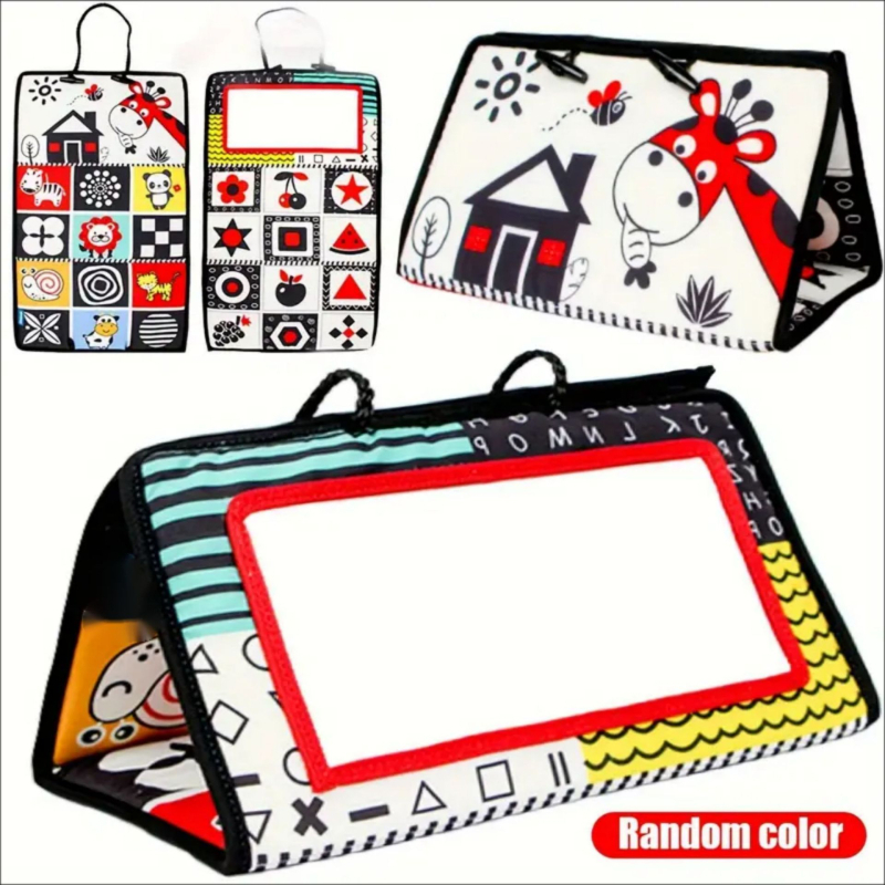 Kūdikio automobilio veidrodžio žaislas – regos lavinimas ir ankstyvas ugdymas (audinys, 0–3 metų, regėjimo plėtra, ranka-akių koordinacija, interaktyvus)