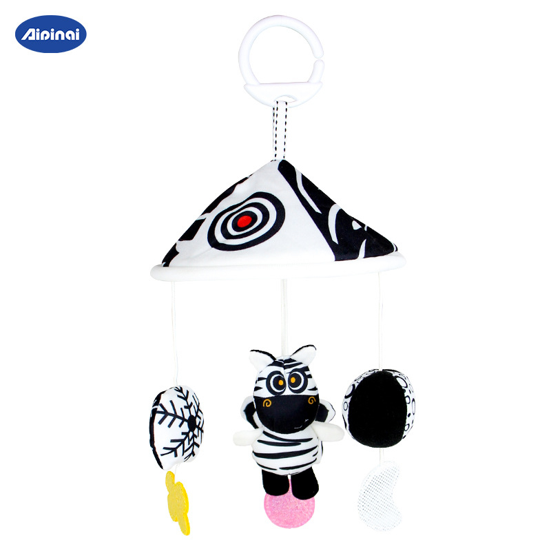 Aipinqi Pliušinis pakabinamasis žaisliukas su varpele kūdikiams vežimėliui ir lovytei – gyvūnų dizainas, tinkamas 0–3 metų kūdikiams, skatina regą, klausą ir motorinę koordinaciją