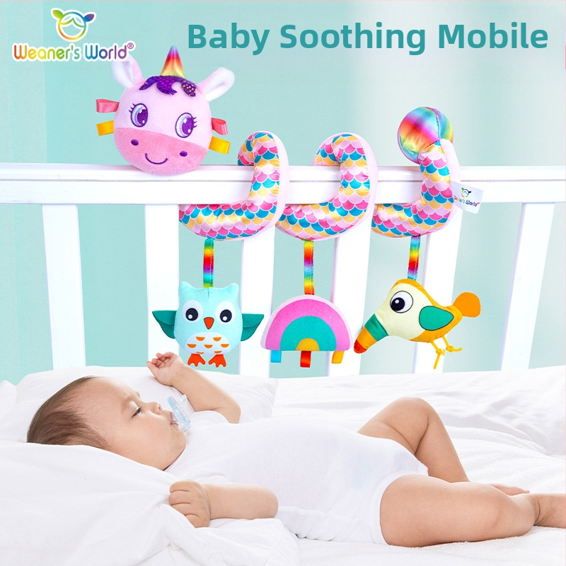 Плюшена висяща играчка за количка с камбанка – интерактивна образователна играчка за новородени и бебета 0–3 години