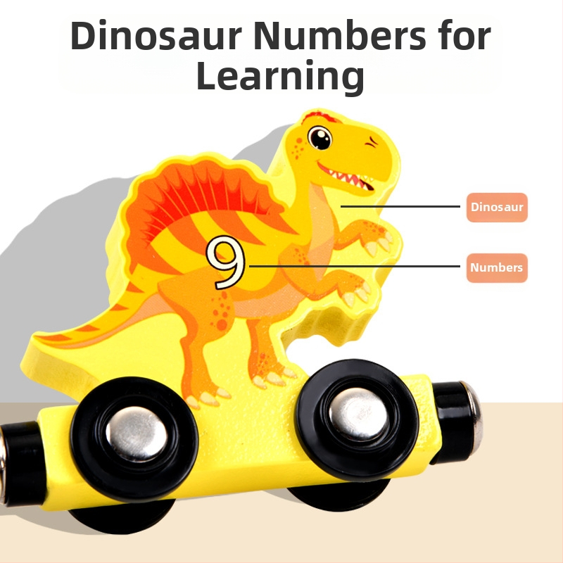 Дървени магнитни конструкторни блокчета с динозавър и влак за деца на възраст 3–6 години – образователна играчка