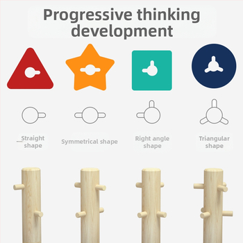 Koka komplekts geometrijas formu salīdzināšanai ar četrpusīgu kukaiņa veida stāvu, būvbloki bērniem 4–6 gadu vecumā, 0–38 gab., ar ūdens bāzes krāsu