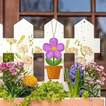 Παιδικό DIY ξύλινο κρεμαστό διακοσμητικό σε σχήμα γλάστρας, βαμμένο, μοντέρνο μινιμαλιστικό στυλ, μάρκα Autumn Star, υλικό: ξύλινο πάνελ