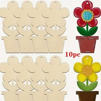 Παιδικό DIY ξύλινο κρεμαστό διακοσμητικό σε σχήμα γλάστρας, βαμμένο, μοντέρνο μινιμαλιστικό στυλ, μάρκα Autumn Star, υλικό: ξύλινο πάνελ