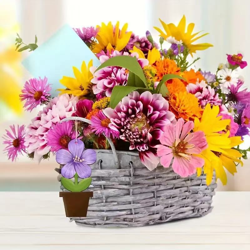 Decorativ de perete DIY pentru copii, în formă de ghiveci din lemn, pictat, stil modern minimalist, marcă Autumn Star, material: placă din lemn