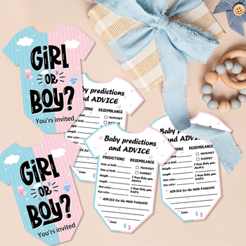 Κάρτα Αποκάλυψης Φύλου - Διπλής Όψεως, Χειρογραφικό Καρτούν Στυλ, Χαρτί, Διακόσμητικό Εκδήλωσης