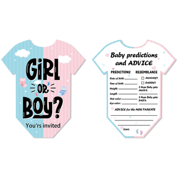 Κάρτα Αποκάλυψης Φύλου - Διπλής Όψεως, Χειρογραφικό Καρτούν Στυλ, Χαρτί, Διακόσμητικό Εκδήλωσης