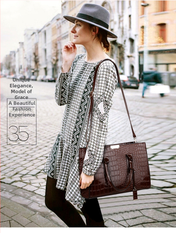 Γυναικεία PU τσάντα με μοτίβο κροκόδειλου, τύπος Tote, κλείσιμο με φερμουάρ, επένδυση πολυεστέρα