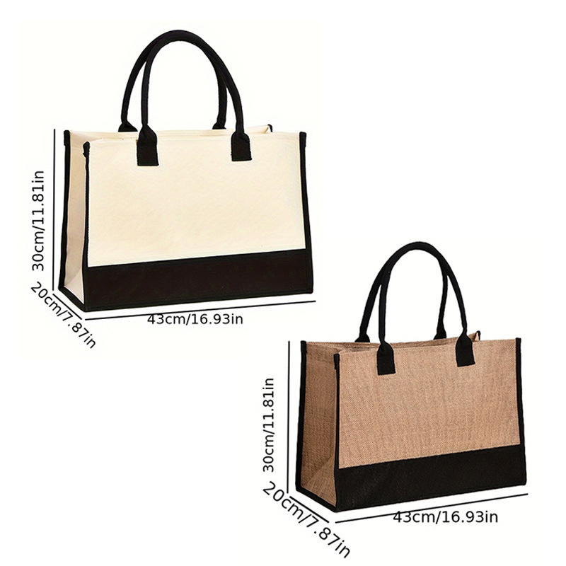 Geantă de plajă din pânză, logo personalizat, stil urban simplu, formă orizontală pătrată, deschidere deschisă, buzunar ID interior