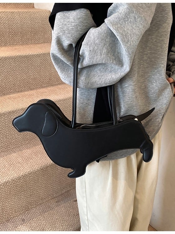 Kutyafej formájú crossbody táska — PU anyag, alkarhoz illeszkedő stílus, cipzáras nyitás, poliészter bélés