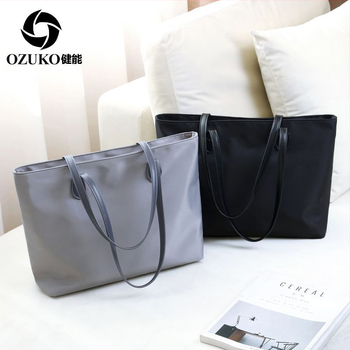 Γυναικεία επαγγελματική τσάντα γραφείου: Νάιλον, Tote στυλ, Φερμουάρ ανοίγματος, Εσωτερική επένδυση Νάιλον, Tingnan