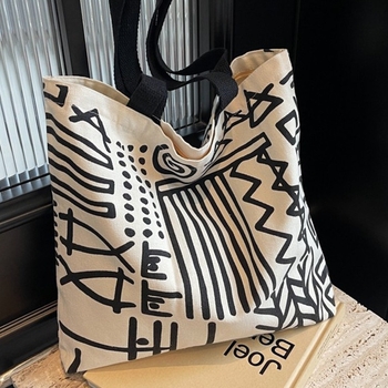 Платнена чанта за рамо с цип, урбан стил, без подплата, вертикална квадратна форма, вътрешен джоб