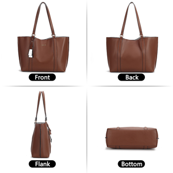 PU Tote чанта с цип, подплата от полиестер, хоризонтална квадратна форма, джоб за мобилен телефон