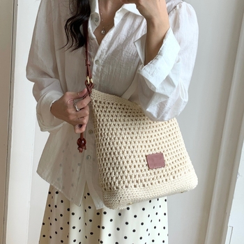 Didelės talpos medvilninė pintinė rankinė moterims, miesto paprastumo stilius, magnetinis uždarymas, pamušalas poliesterio medvilnė, viena peties dirželis