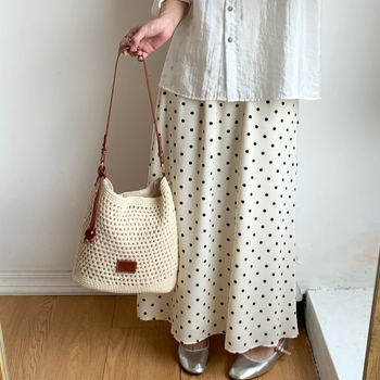 Didelės talpos medvilninė pintinė rankinė moterims, miesto paprastumo stilius, magnetinis uždarymas, pamušalas poliesterio medvilnė, viena peties dirželis