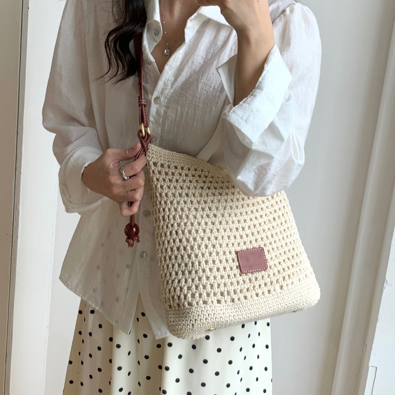 Didelės talpos medvilninė pintinė rankinė moterims, miesto paprastumo stilius, magnetinis uždarymas, pamušalas poliesterio medvilnė, viena peties dirželis