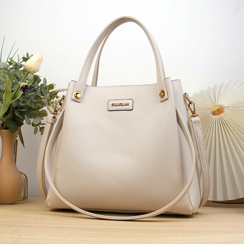 Gulolan PU Tote τσάντα — κατακόρυφη τετράγωνη μορφή, λαμιναρισμένη θήκη με φερμουάρ, φθινοπωρινή σεζόν 2024