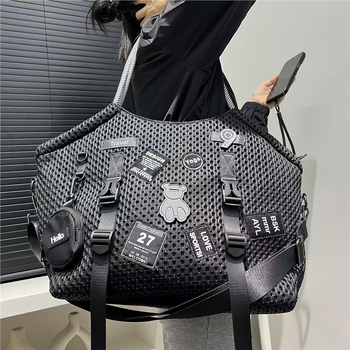 Νάιλον Tote τσάντα για καθημερινή χρήση, μεγάλη χωρητικότητα, κλείσιμο με φερμουάρ, επένδυση από πολυεστέρα-βαμβάκι, μια λαβή ώμου