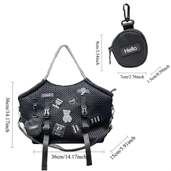 Νάιλον Tote τσάντα για καθημερινή χρήση, μεγάλη χωρητικότητα, κλείσιμο με φερμουάρ, επένδυση από πολυεστέρα-βαμβάκι, μια λαβή ώμου