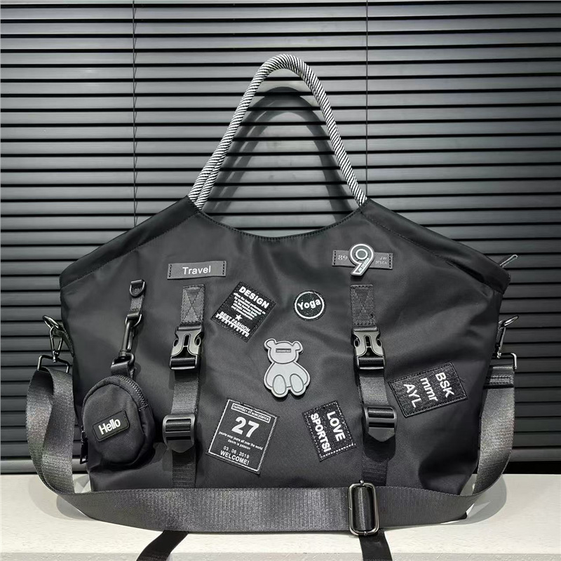 Nylon Tote táska mindennapi használatra, nagy kapacitás, cipzáras záródó, bélés poliészter-pamut, egy vállpánt, városi stílus