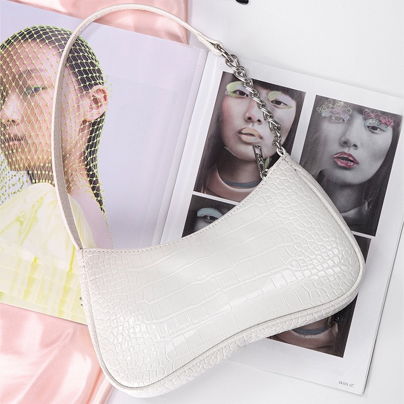 Geantă mică dreptunghiulară de umăr din PU, cu fermoar, căptușită cu piele sintetică, buzunar interior, construcție moale