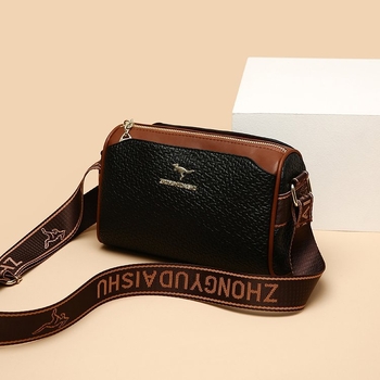 Τσάντα Ώμου από PU, casual στυλ Ιαπωνίας-Κορέας, τσάντα locomotive, κλείσιμο με φερμουάρ, επένδυση πολυεστέρα