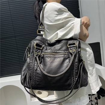 Τσάντα crossbody ώμου από PU, με φερμουάρ, οριζόντιο τετράγωνο σχήμα, εσωτερική θήκη, μονό λουρί