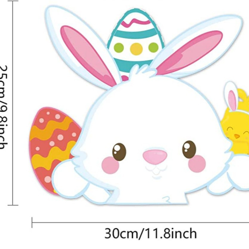 Decorațiune de gard de Paște: iepuraș care privește peste gard, stil desen animat (DIY exterior)