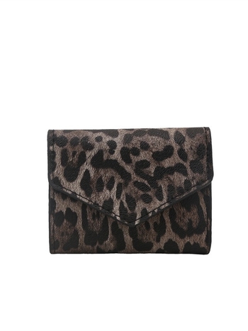 Trumpa moteriška piniginė su leopardų raštu – PU oda, sintetinis pamušalas, atsparus vandeniui, ultra lengva, paso/ID laikiklis