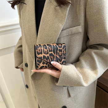 Leopardo rašto monetų piniginė, PU medžiaga, miesto minimalistinis stilius, vidus iš sintetinės odos, moterims