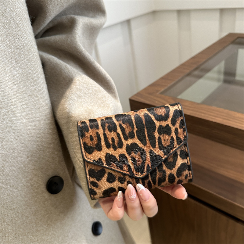 Leopardo rašto monetų piniginė, PU medžiaga, miesto minimalistinis stilius, vidus iš sintetinės odos, moterims
