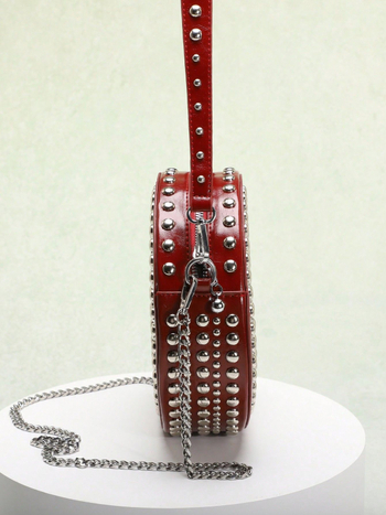 Τσάντα crossbody με κυλινδρικό στυλ και οβάλ σχήμα, υλικό PU, φερμουάρ, εσωτερικές θήκες για κινητό και ταυτότητα