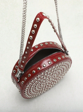 Τσάντα crossbody με κυλινδρικό στυλ και οβάλ σχήμα, υλικό PU, φερμουάρ, εσωτερικές θήκες για κινητό και ταυτότητα