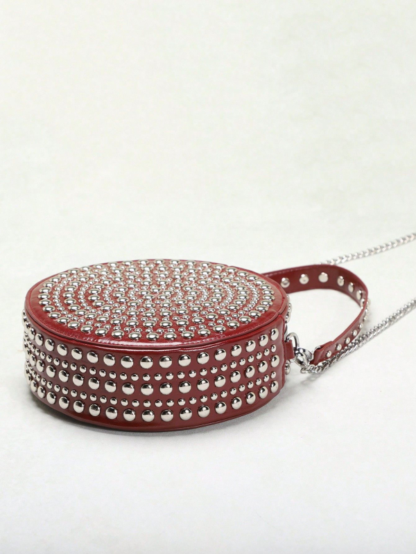 Geantă crossbody cilindrică cu formă ovală, PU material, închidere cu fermoar, buzunare interne pentru telefon și card de identificare