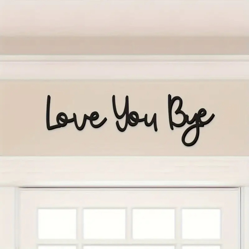 Deco mural din lemn cu sigla 'Goodbye Love You', din boxwood, pentru living, hol și dormitor