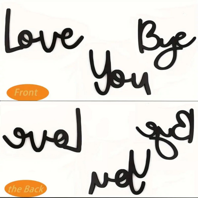 Deco mural din lemn cu sigla 'Goodbye Love You', din boxwood, pentru living, hol și dormitor