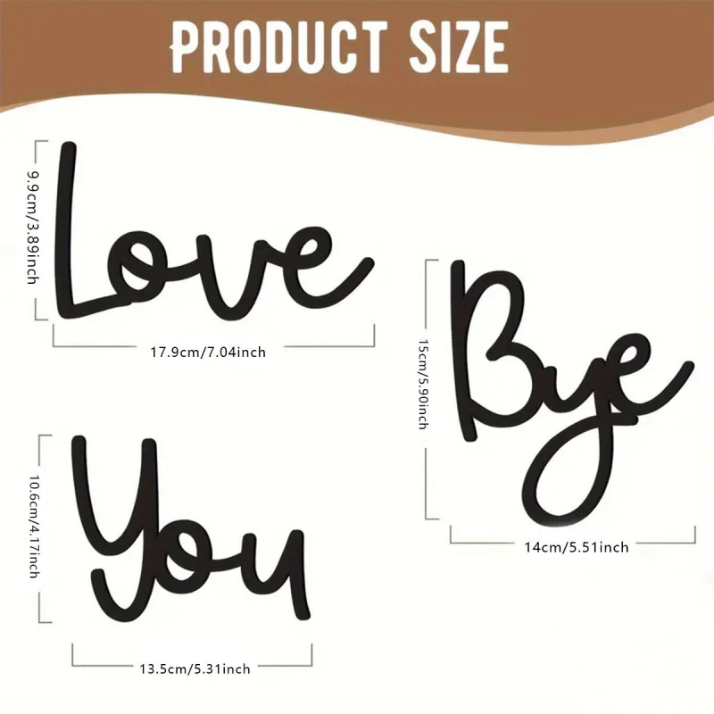 Deco mural din lemn cu sigla 'Goodbye Love You', din boxwood, pentru living, hol și dormitor