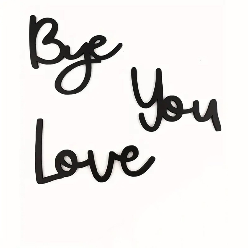 Deco mural din lemn cu sigla 'Goodbye Love You', din boxwood, pentru living, hol și dormitor