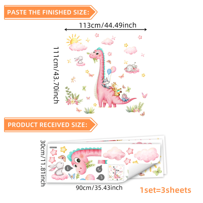 Set de autocolante decorative de perete: 3 buc PVC, design modern minimalist plat (Sufragerie, Dormitor, Studiu)