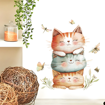 Αυτοκόλλητα τοίχου: γατάκι καρτούν, αυτοκόλλητο διακοσμητικό (PVC υλικό, 1 τεμάχιο, κατάλληλο για σαλόνι, υπνοδωμάτιο, είσοδο, Brup/boran premium μάρκα)