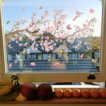 Αυτοκόλλητο τοίχου graffiti – λουλούδια και πουλιά, PVC, διπλής όψης εκτύπωση, μοτίβο 21890833159, κατάλληλο για σαλόνι, υπνοδωμάτιο, μελέτη, μοντέρνο μινιμαλιστικό στυλ